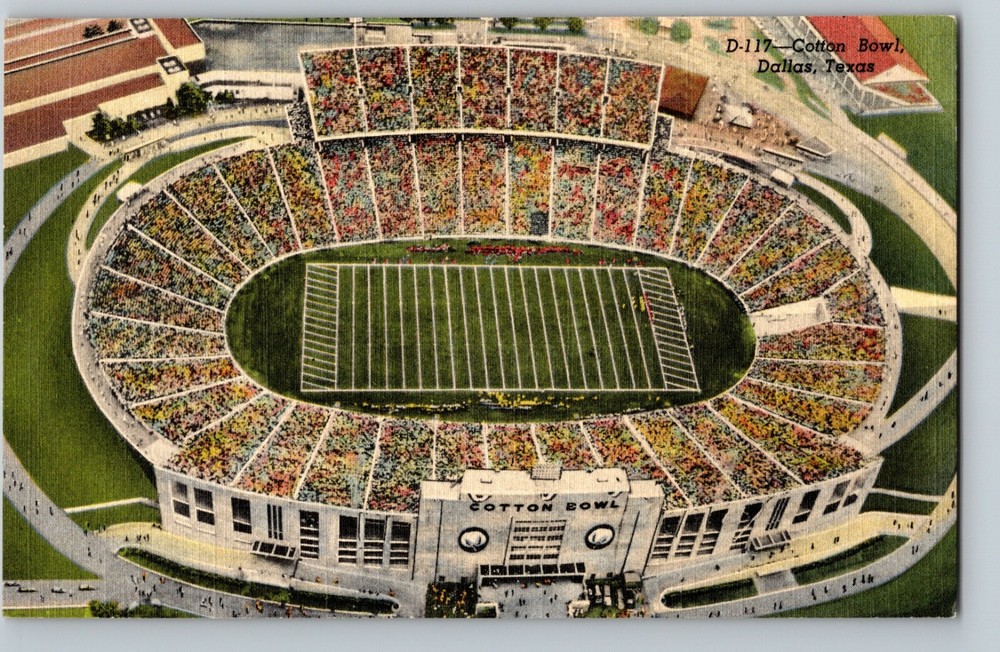 Vintage 1940 Cotton Bowl Football Game Stadium Postcard Dallas TX