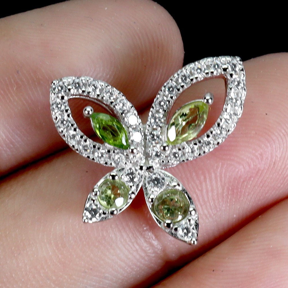 925 Sterling Silver Pendant Marquise Peridot Chrome Diopside Gemstone Jewelry