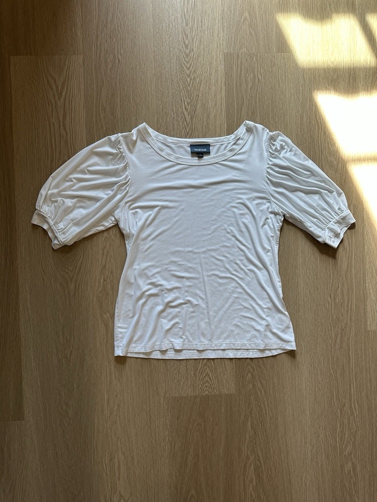 ModCloth Puff Sleeve Top Women’s Medium Cream Short Sleeve Blouse