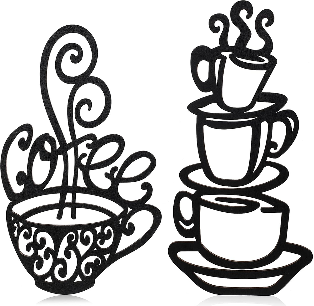 2 Pack Metal Hanging Coffee Bar Wall Sign Coffee Station Decor for Coffee Shop
