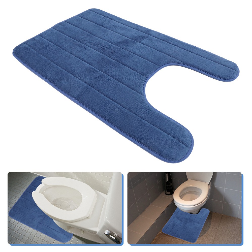 Non-Slip Contour Toilet Mat with Absorbent Urine Guard for Bathroom