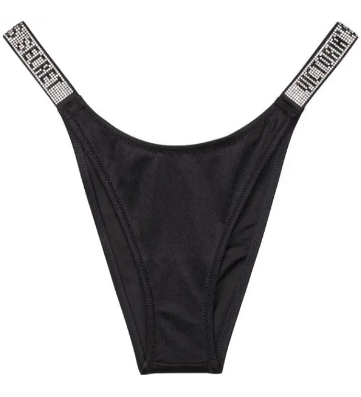 VICTORIA'S SECRET  SALE Limited Time Shine Strap Black Brazilian XL SWIM BOTTOM-image