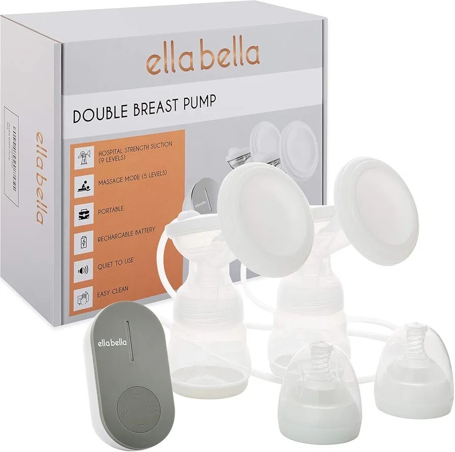 Ella Bella Double Electric Breast Pump - Portable, Rechargeable Battery, Quiet