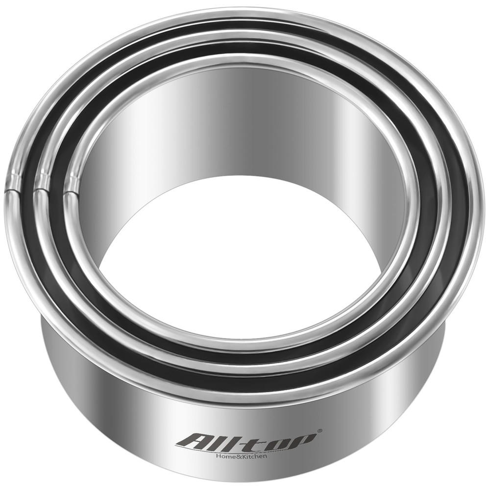 3-Piece Stainless Steel Round Biscuit Cutter Set for Baking Cookies Pastry Dough