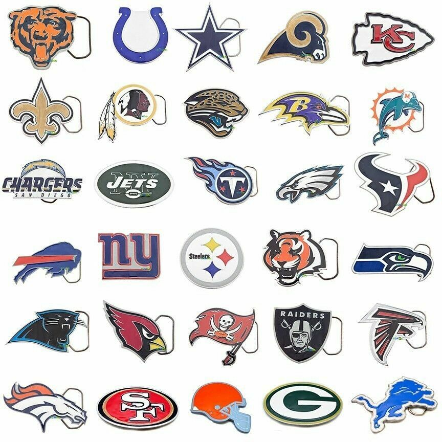 NFL Football Pewter Metal Belt Buckle - Officially Licensed Choose Team