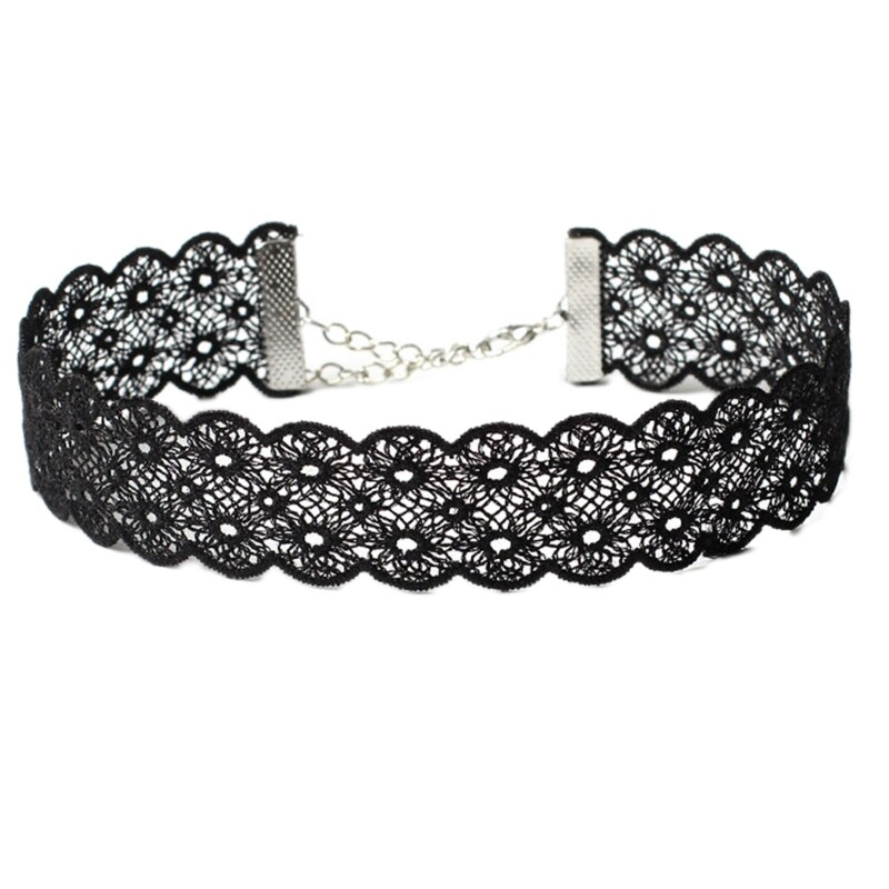 Choker Collar Goth Lace Choker Wide Gothic Black Hollow Choker Leg