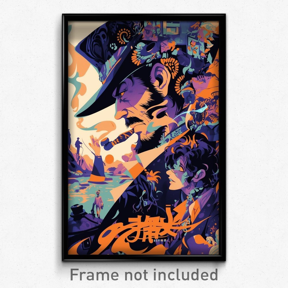 Vintage French Movie Poster Art Print of Man in Violet Pirate Hat Feeling Rattled