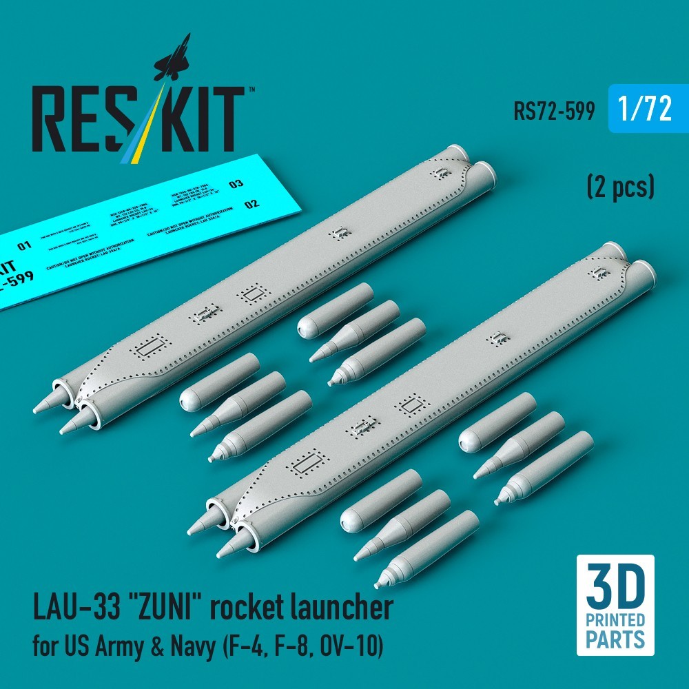 1/72 LAU-33 Zuni Rocket Pods Resin Aircraft Weapons Set (2 pcs) ResKit RS72-0599