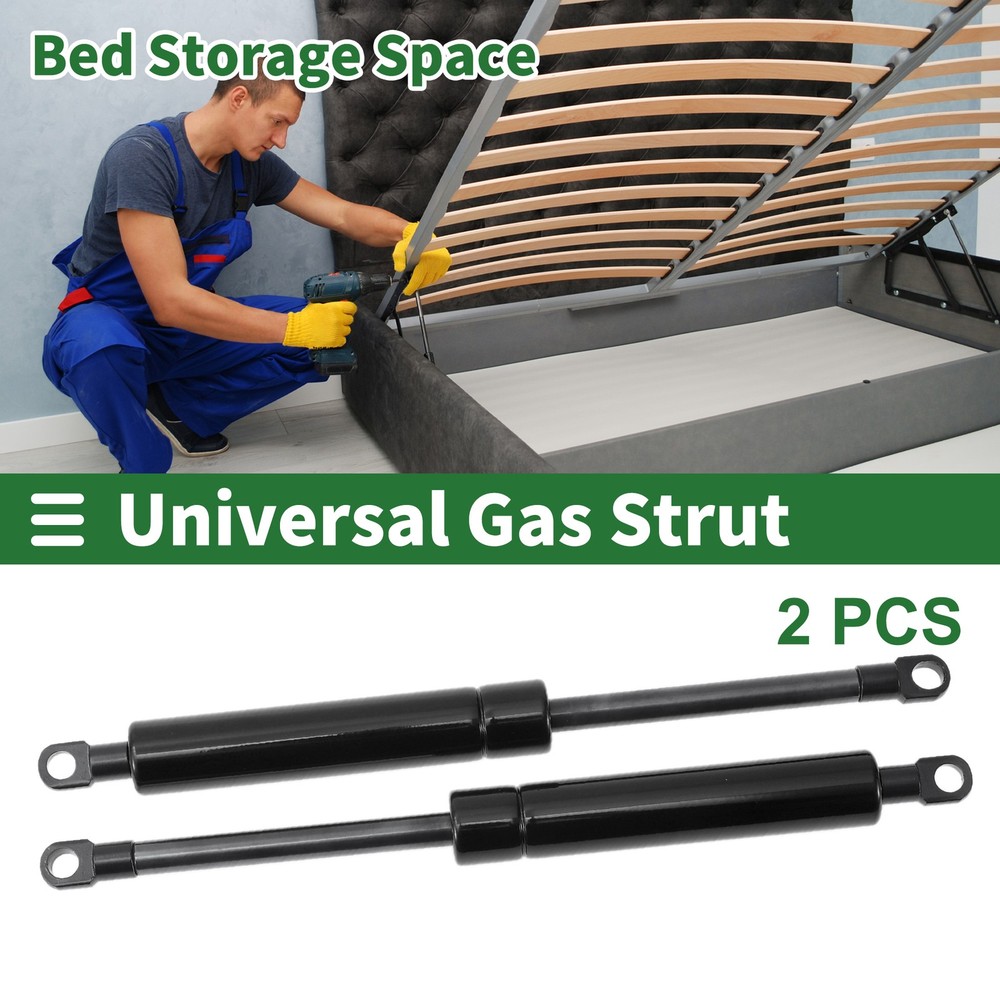 800N 250mm Gas Struts 2-Pack Black Carbon Steel Springs