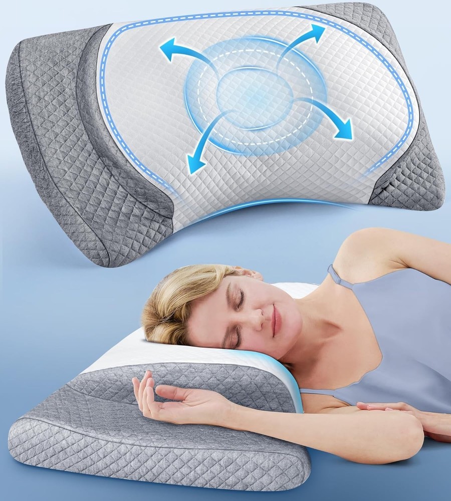 Cervical Neck Pillow for Pain Relief – Adjustable Ergonomic Memory Foam