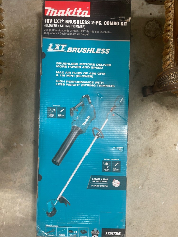 Makita XT287SM1 18V LXT Brushless Combo Kit Blower Trimmer