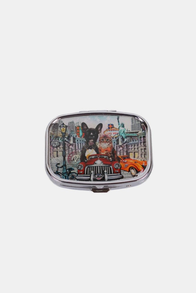 Nicole Lee Metallic Print Rectangular USA Pill Organizer Case  