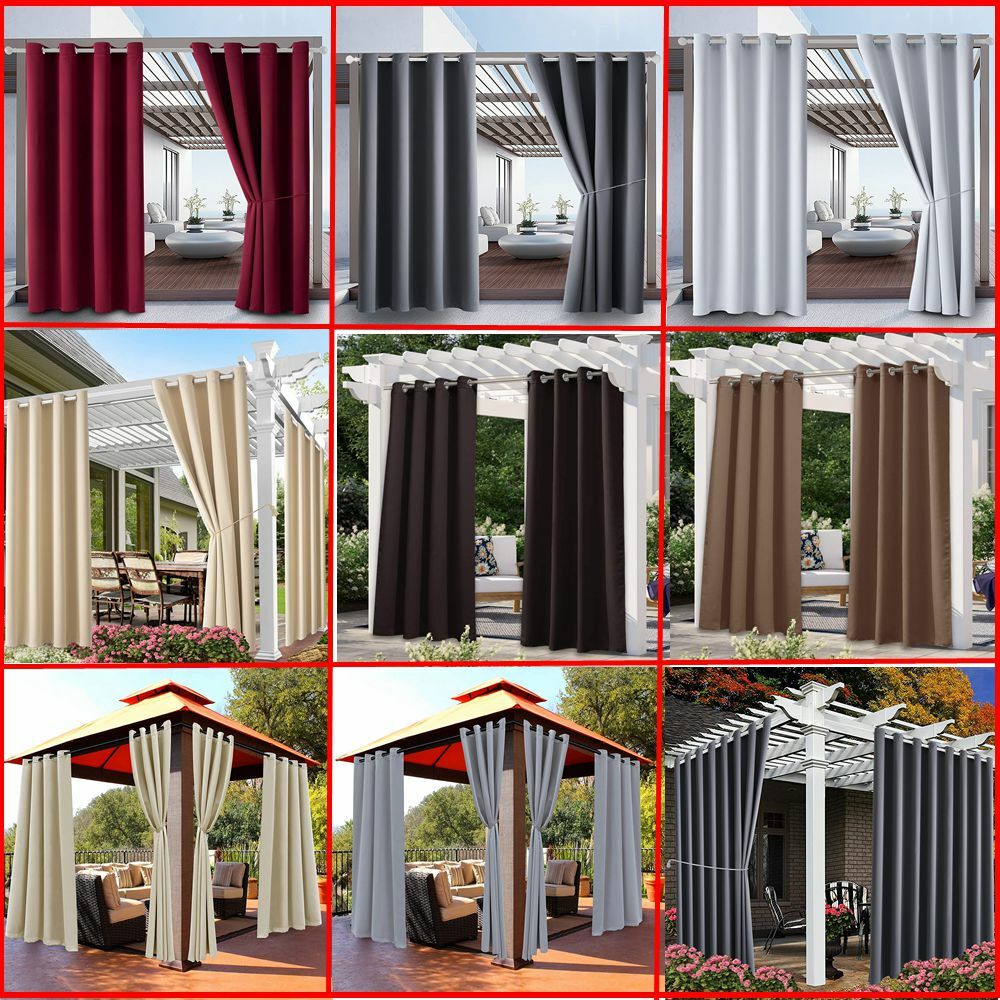 Waterproof Outdoor Curtains for Patio Porch Pergola Cabana Gazebo Sun Blocking