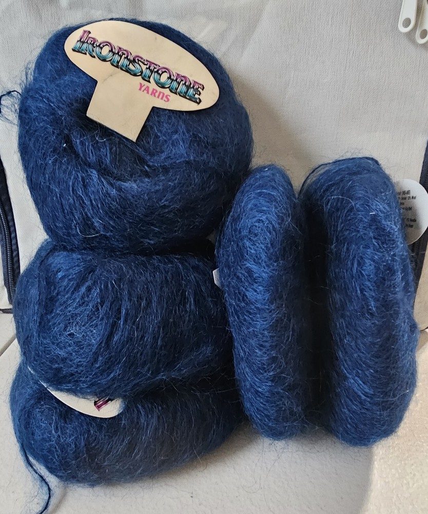 5 - Ironstone Navy Blue English Mohair Yarn 40 Gr. 89 Yds OTHER COLORS LISTED
