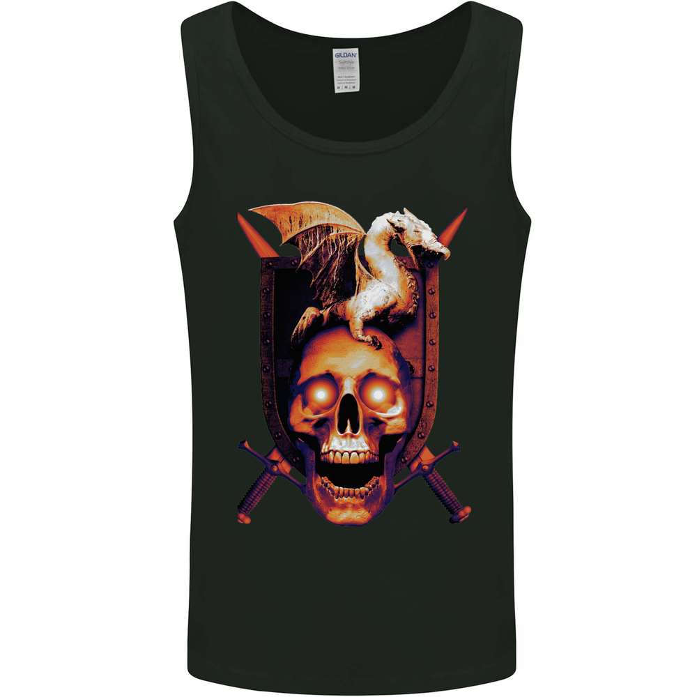 A Dragon on a Skull Swords Fantasy Demon Mens Vest Tank Top