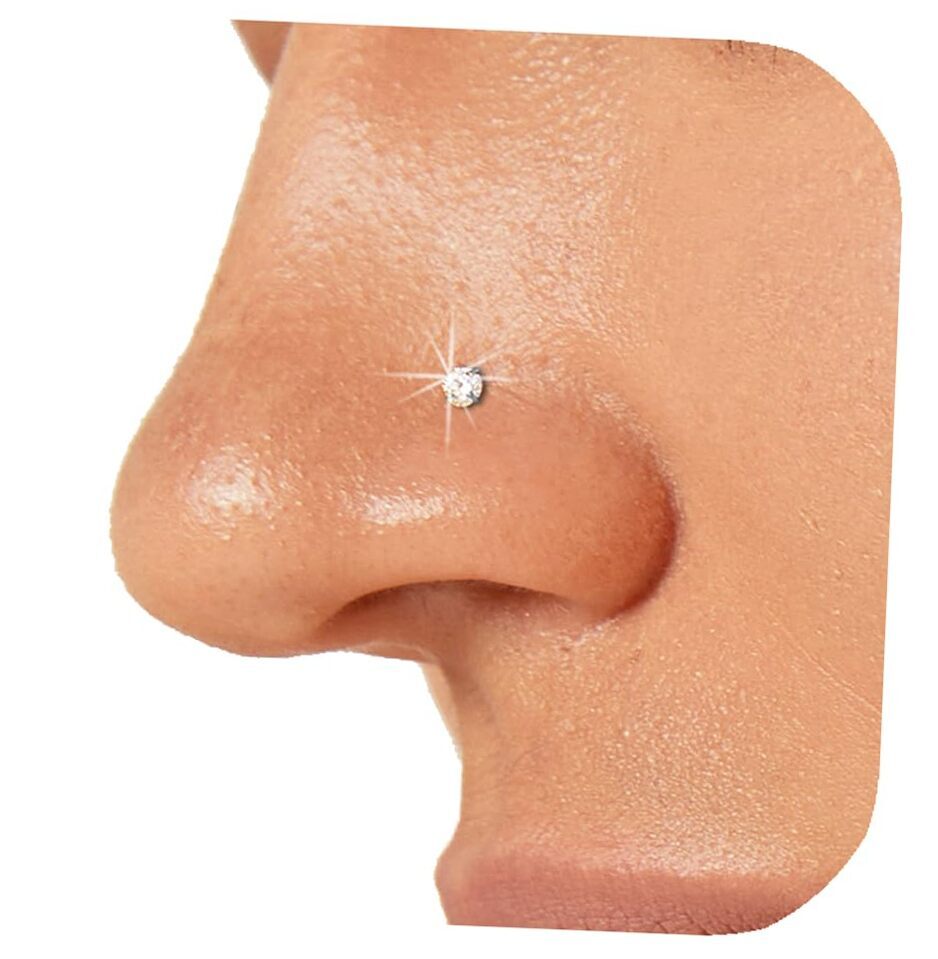 Sterling Silver Nose Rings Studs for Women Men 18g 20g 22g 24g 2mm CZ, 20 gauge