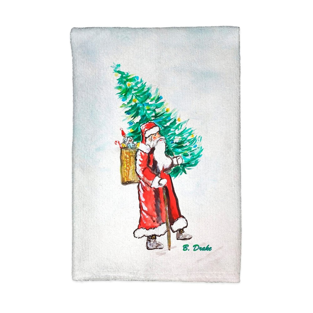 Santa Bringing Tree Kitchen Towel - 16x25