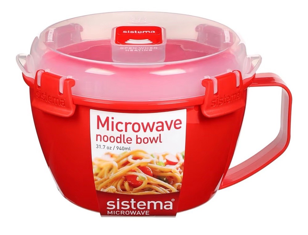 SISTEMA Microwave Noodle BPA Free Vented Bowl ~ 31.7 oz. Red New