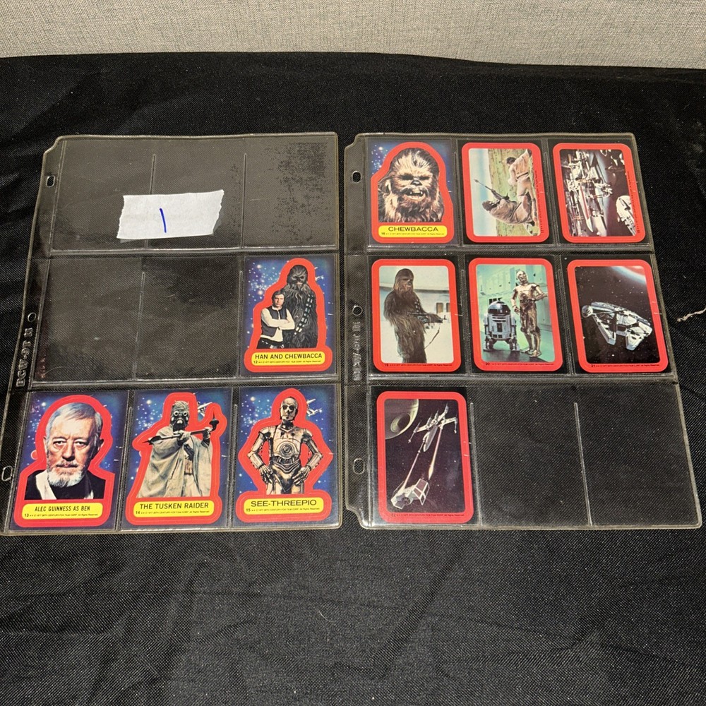 Star Wars Topps vintage red border sticker card set 1977 12 - 22 Ex condition