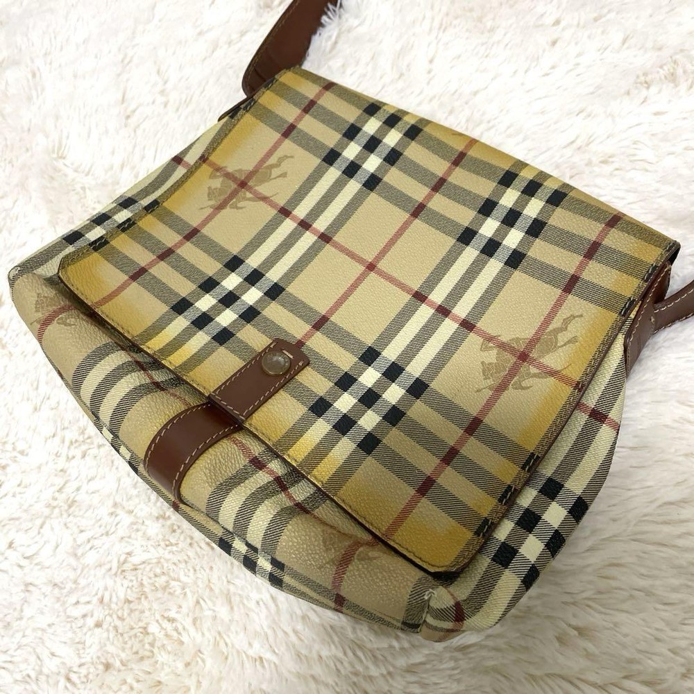 Burberry Shoulder Bag Nova Check PVC Beige Authentic F1205330