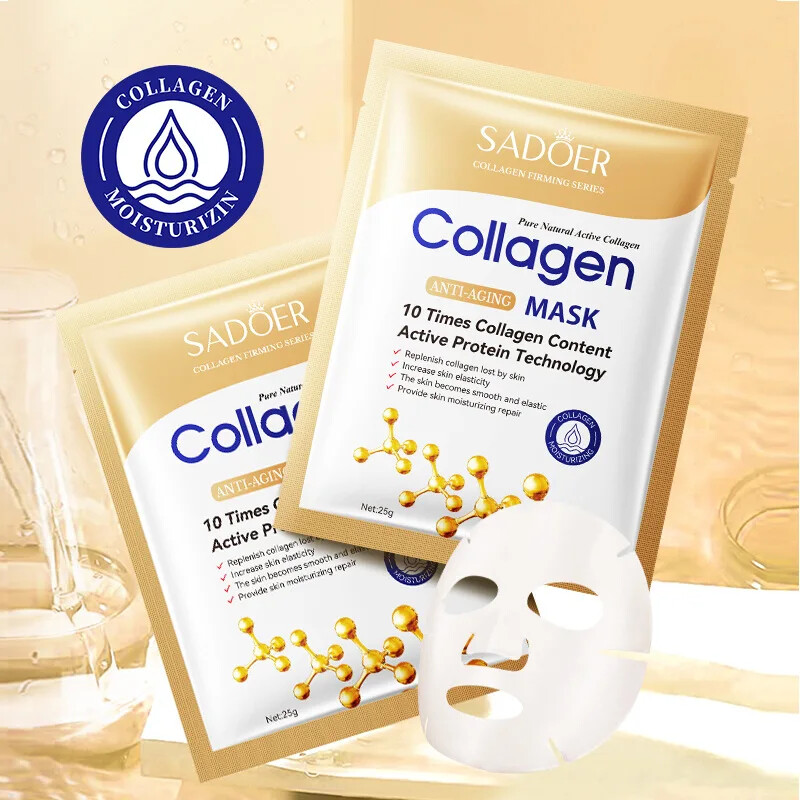 10pcs Collagen Face Mask for Wrinkle Reduction & Deep Hydration Anti-Aging Skincare