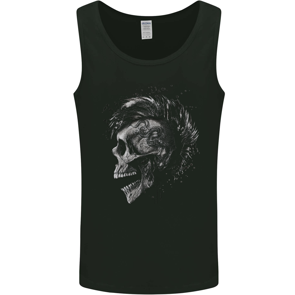 Punk Rock Skull With Tattoos Skull Music Mens Vest Tank Top