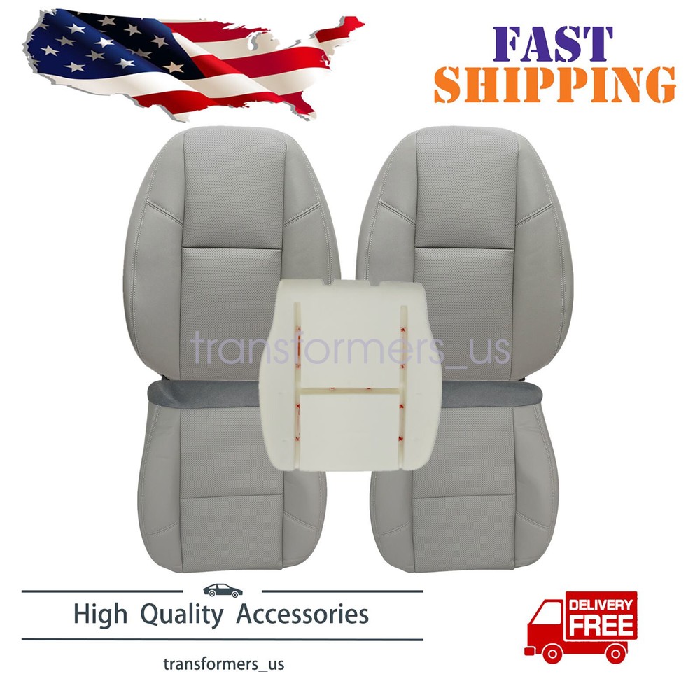 For 2009-2014 Chevy Avalanche Front Perforated Seat Cover & Driver Foam Gray