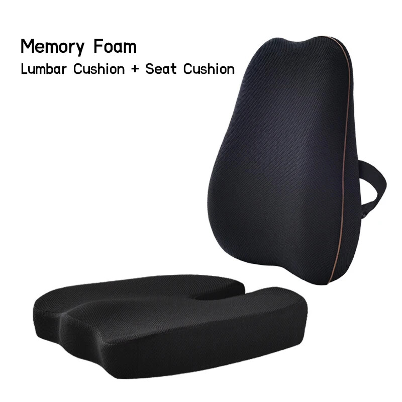 Office Memory Foam Seat Cushion Waist Back Pillow Hip Massage Pillow Pad Sets