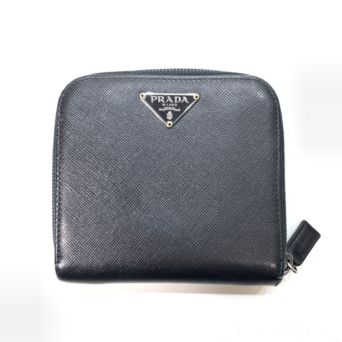 Prada Y0713 Bifold Wallet for Men Women Black Authentic Slim Card Holder