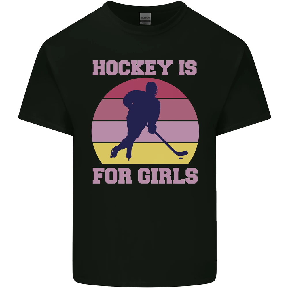 Hockey is For Girls Funny Ice Street Mens Cotton T-Shirt Tee Top