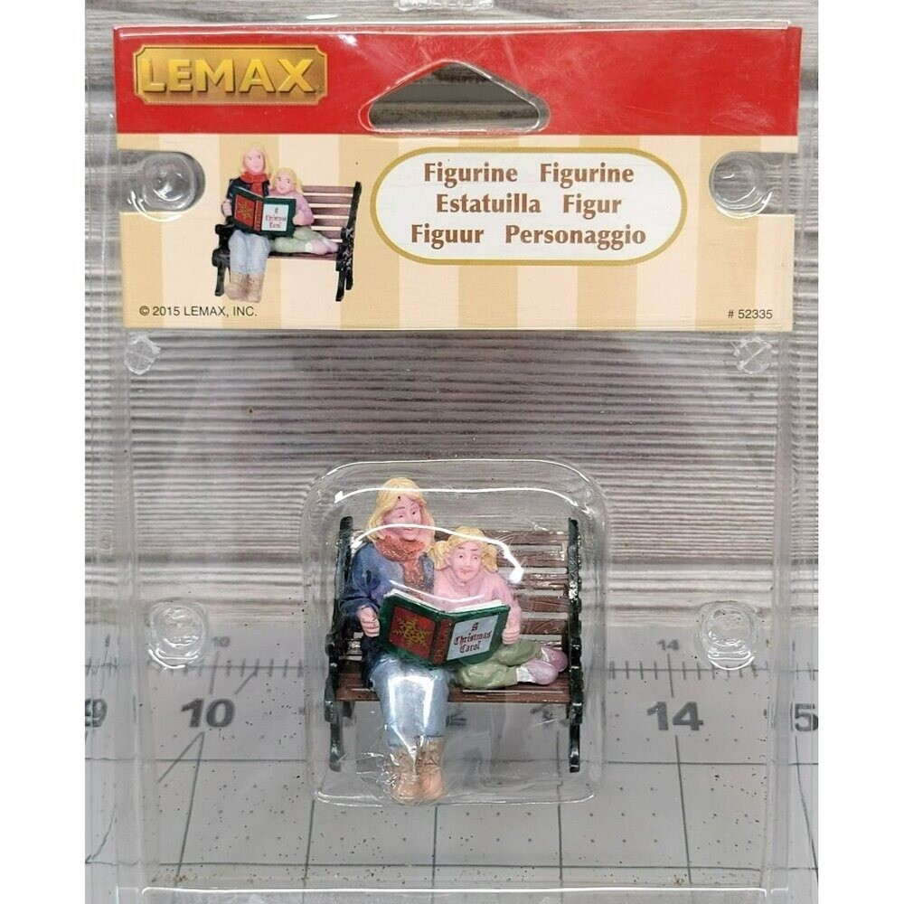 Lemax Christmas Story Book Mother Daughter Reading on Park Bench 52335 2015