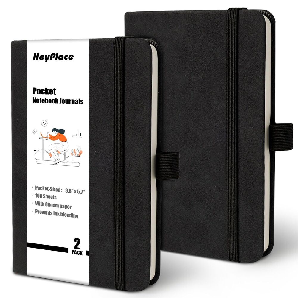 HEYPLACE 2 PACK Small Notebook Pocket Journal with Pen Holder 3.8x5.7 Inches ...