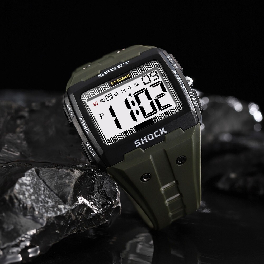 Large Digital Water-Resistant Men's Watch with Big Display - Full-Size Electronic Wristwatch