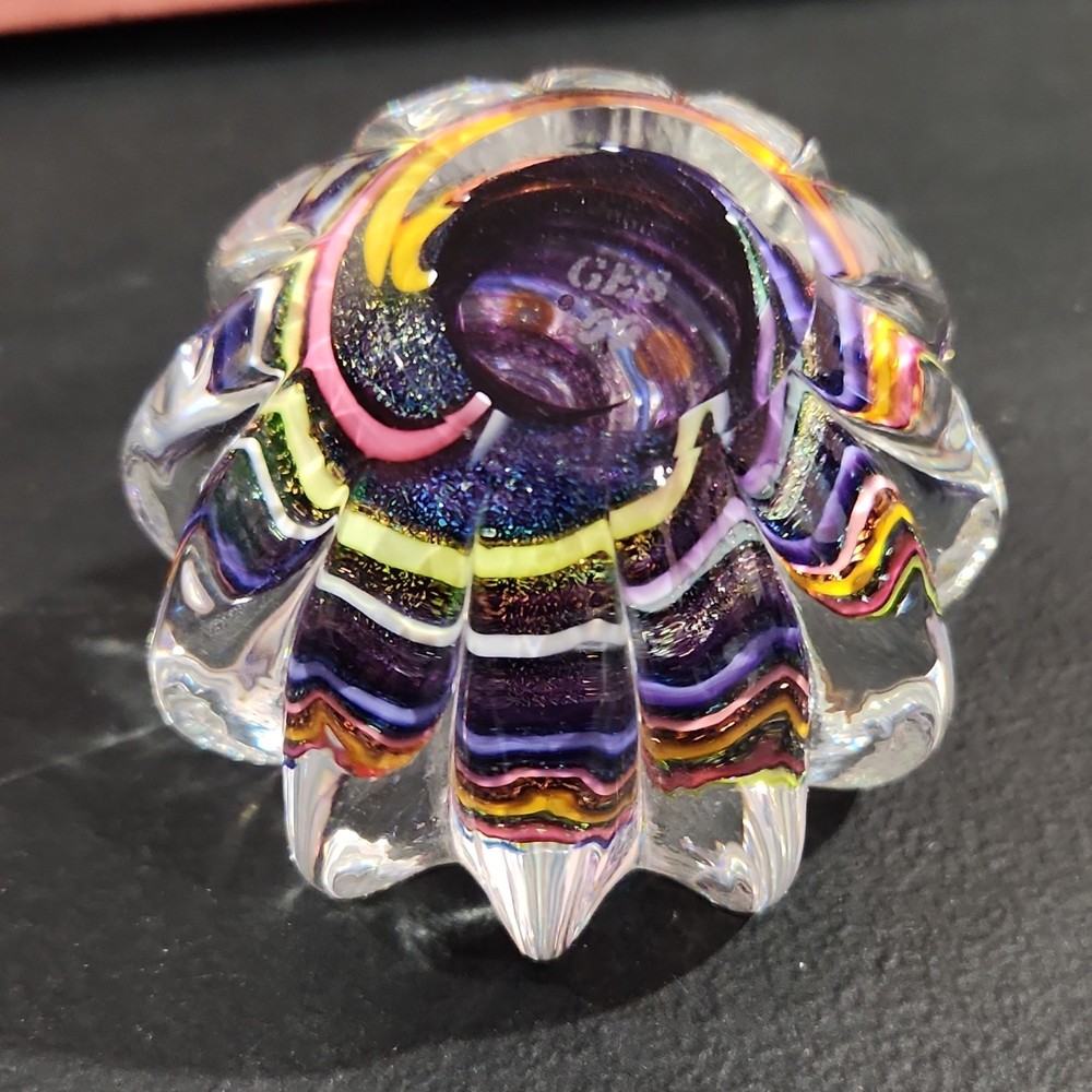 GES Multicolored Art Glass Decorative Glossy Glass Paperweight Glass Eye Studios
