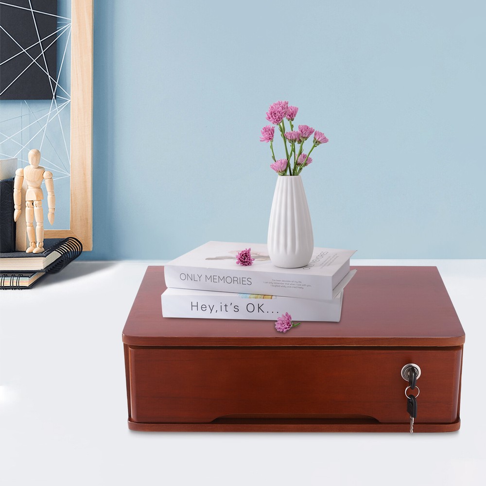 Vintage Wooden Desktop Storage Cabinet Drawer Box Makeup Organiser Office Holder