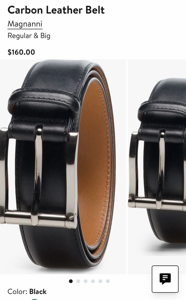 Magnanni Dress Belt Black Silver Buckle Adjustable Men's Size 32 Classic Solid