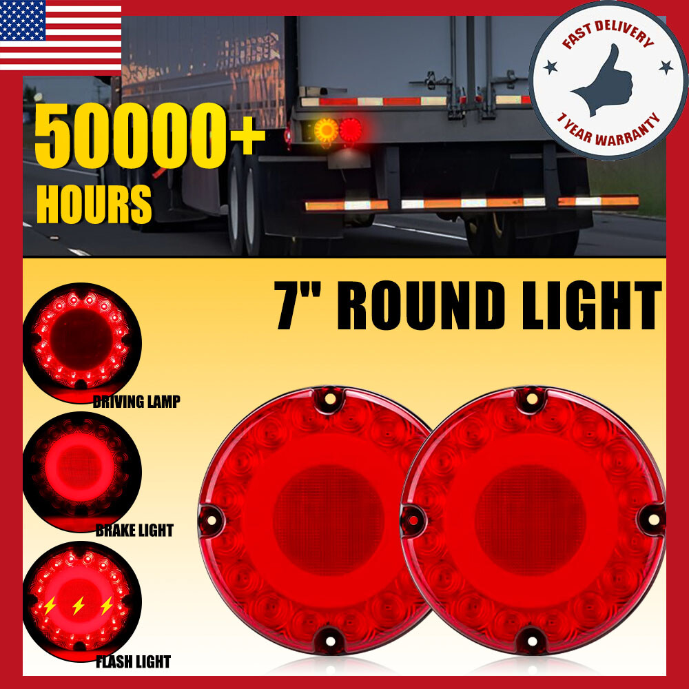 2PCS Red LED Truck Trailer Brake Stop Turn Signal Tail Lights A2A