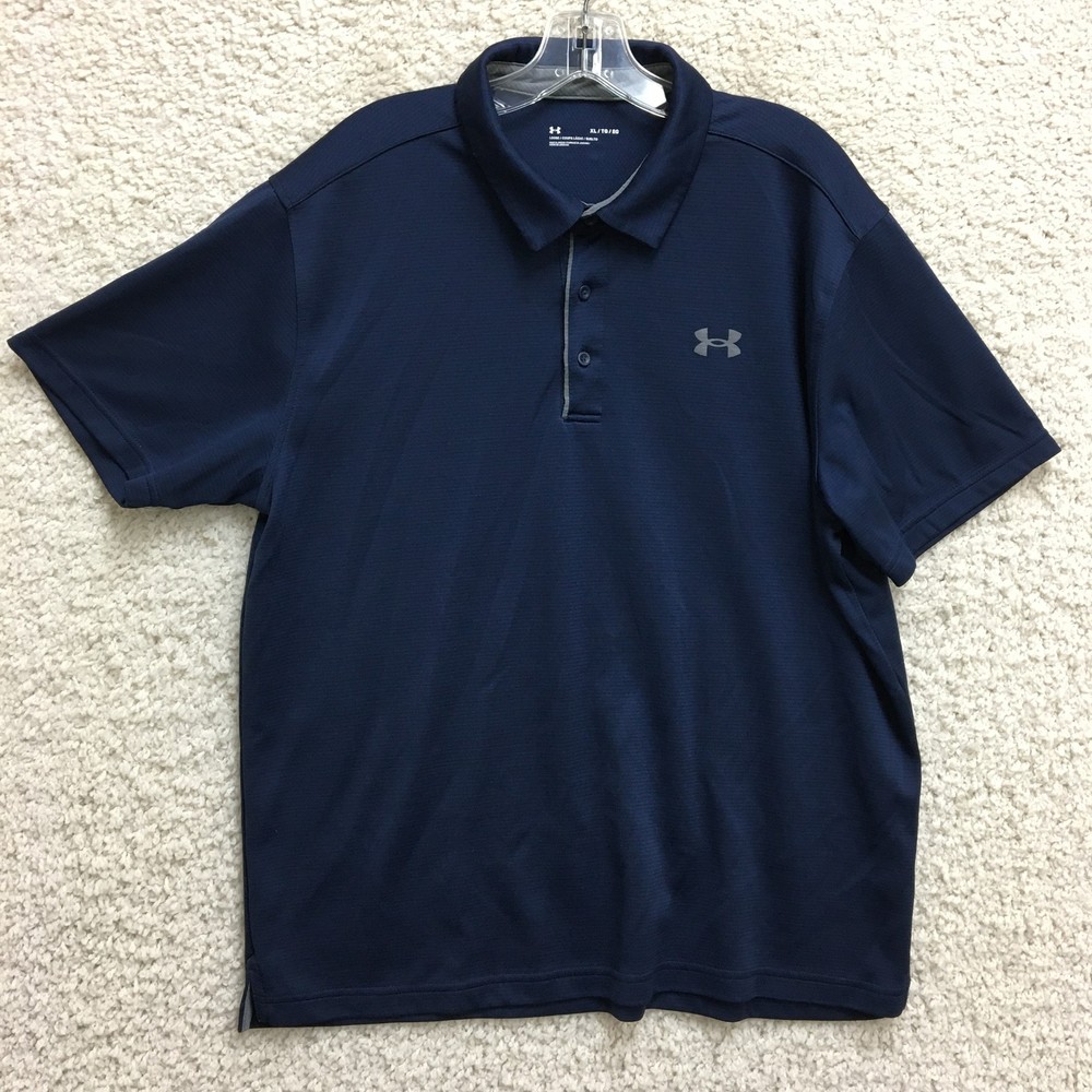 Under Armour Polo Shirt Mens Extra Large Navy Blue Loose Fit Golf Athletic