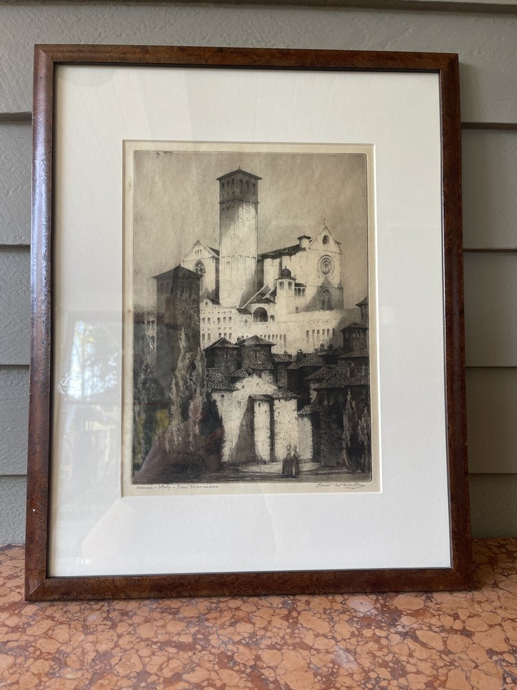ANTIQUE B&W ETCHING LISTED ARTIST LOUIS WHIRTER 