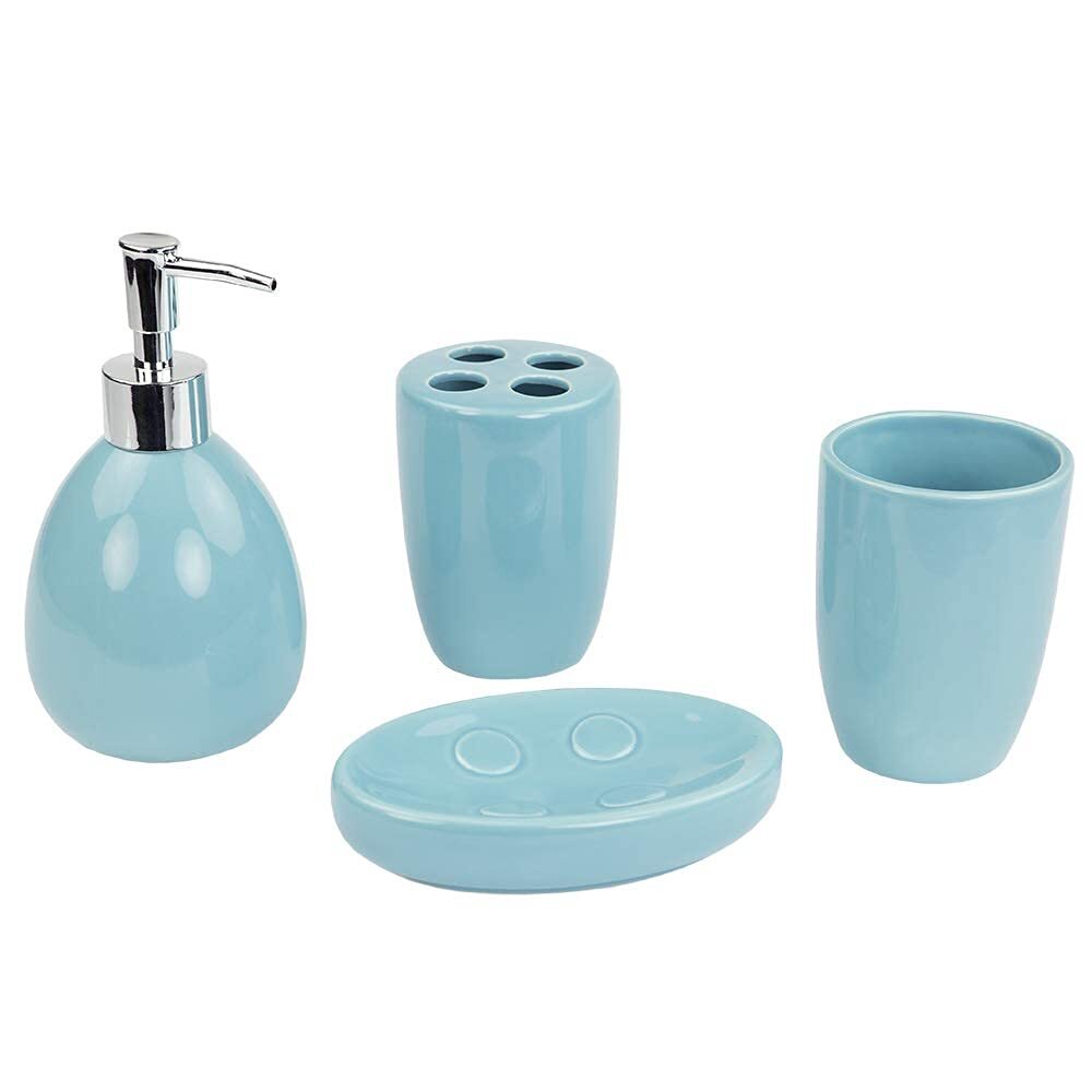 4-Piece Bathroom Set with Soap Dispenser, Toothbrush Holder, and Tumbler