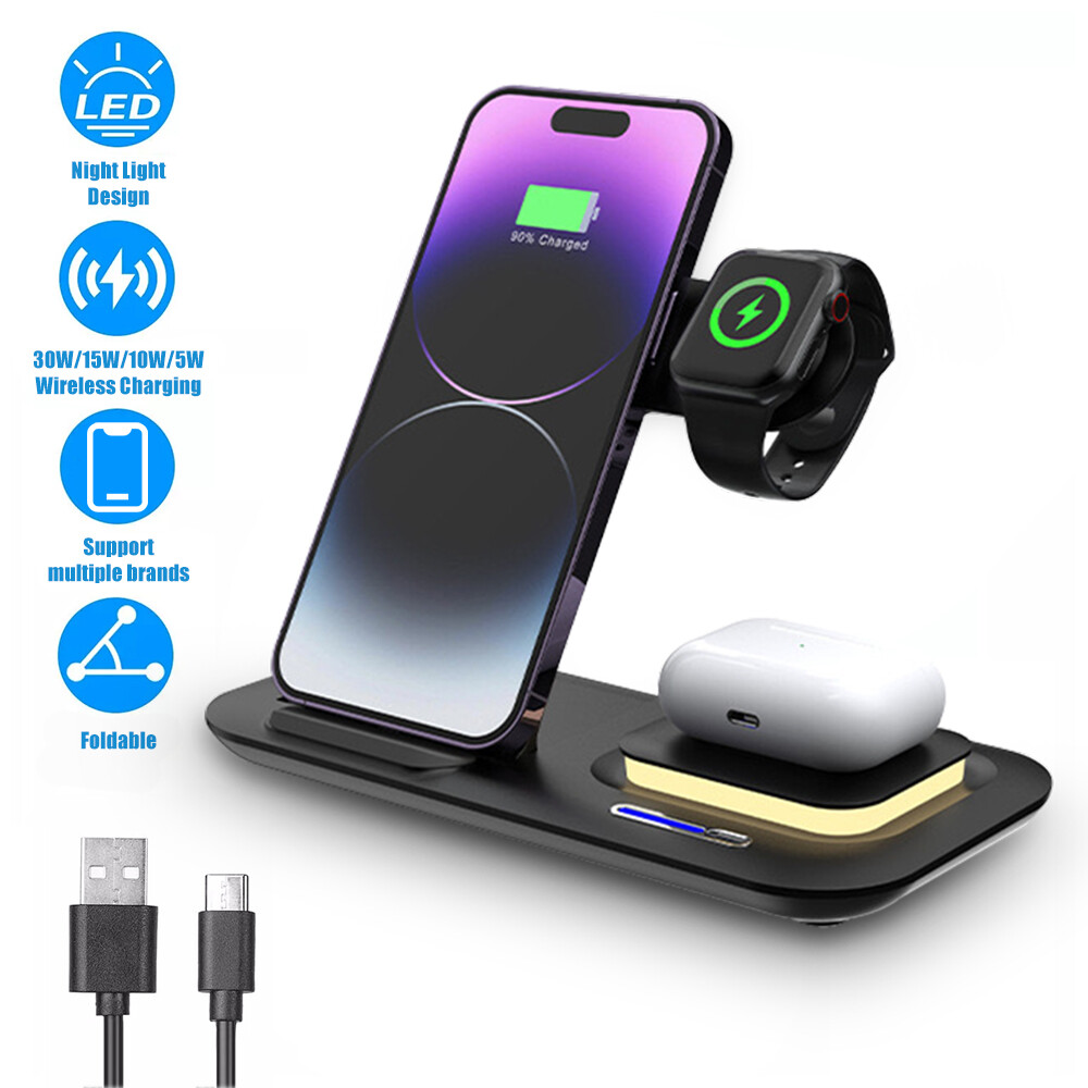 Wireless Charger Charging Station Foldable For Apple Watch Air Pods iPhone 16 15