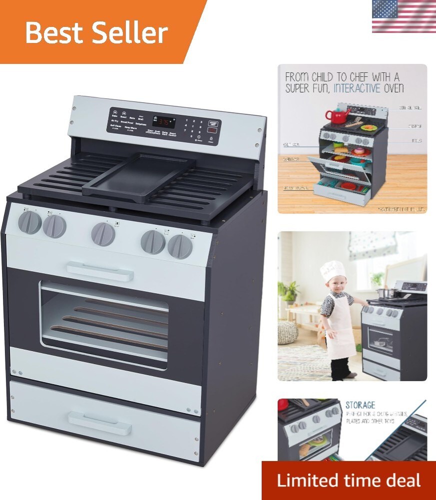 Lil’ Jumbl Wooden Play Oven | Gourmet Chef’s Kitchen Playset with Pretend Ove...