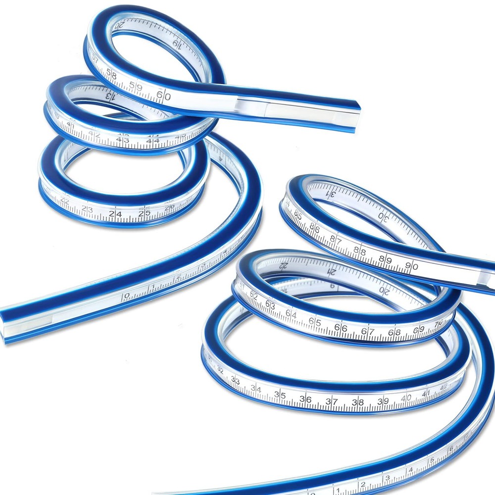 2 Pieces 24'' and 36'' Flexible Curve Rulers Double Side Scale Ruler for Sewi...