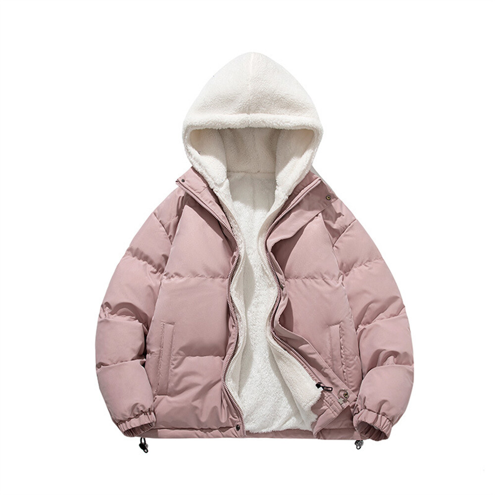 Men's Warm Winter Cotton Padded Jacket Fleece Lined Jacket Casual Zipper Coat