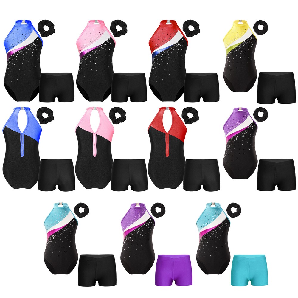 Kids Girls Outfit Two Piece Rompers Gym Leotard Sleeveless Jumpsuit Ballroom