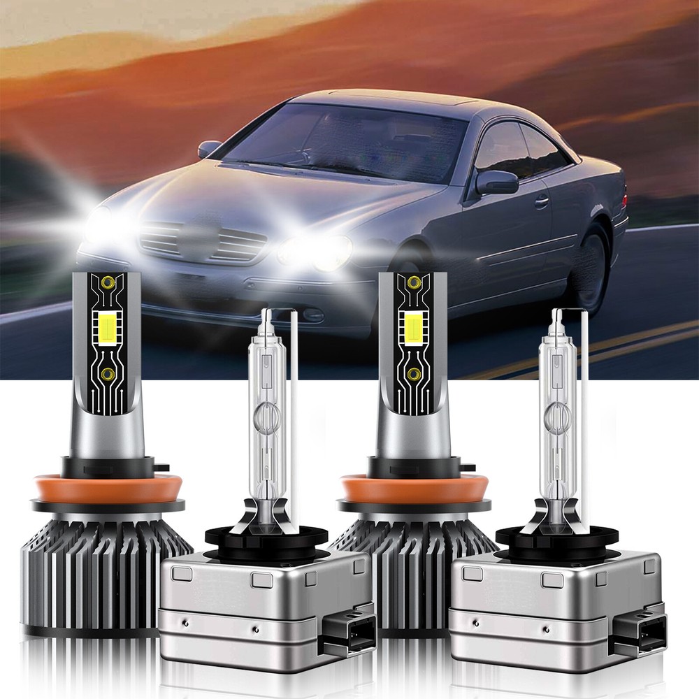 For Mercedes-Benz CL600 2011-2014 H11 D1S LED HID Headlight Bulbs Kit 6500K