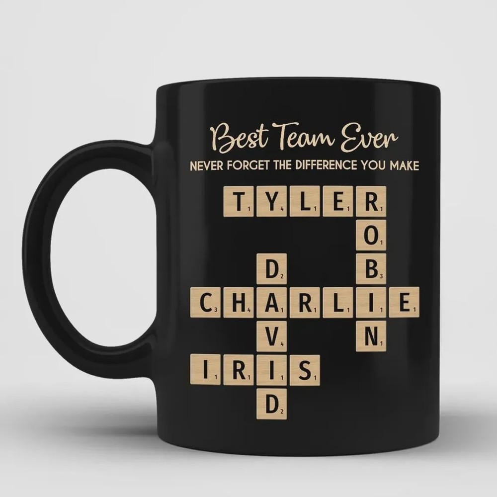 Custom Crossword Best Team Ever Mugs, Team Mugs, Coworker Mug, Teams Gift
