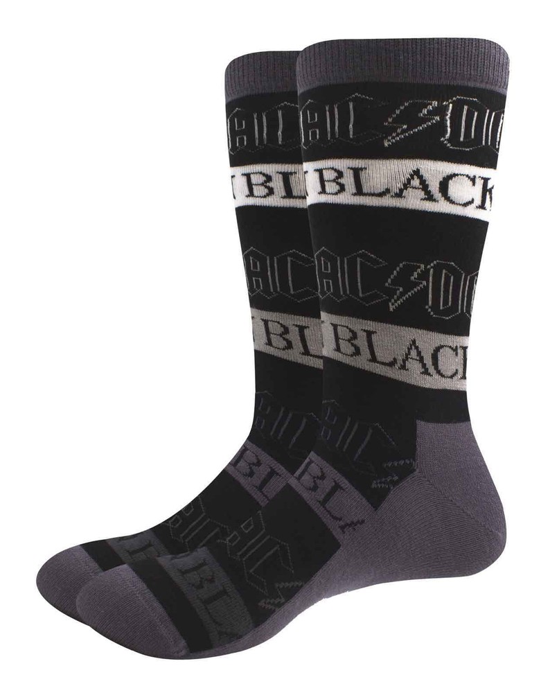 AC/DC Socks Back In Black Band Logo new Official Unisex Black (UK Size 7 - 11)