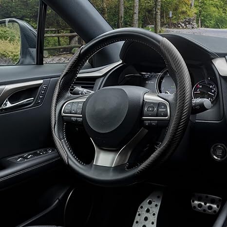 Carbon Fiber Car Steering Wheel Booster Cover Black Car Anti-slip Accessories