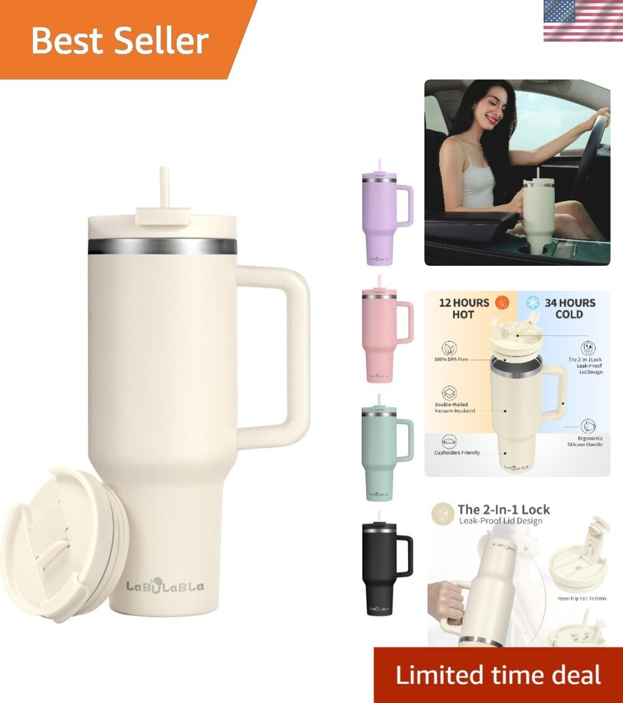 Vacuum Insulated Stainless Steel Tumbler Leakproof Sweatproof Beige